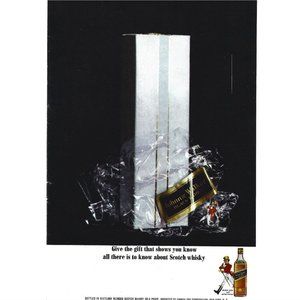 Johnnie Walker Black Label Scotch Whiskey AD 1960s Vintage Print Ad 9 inch Tall